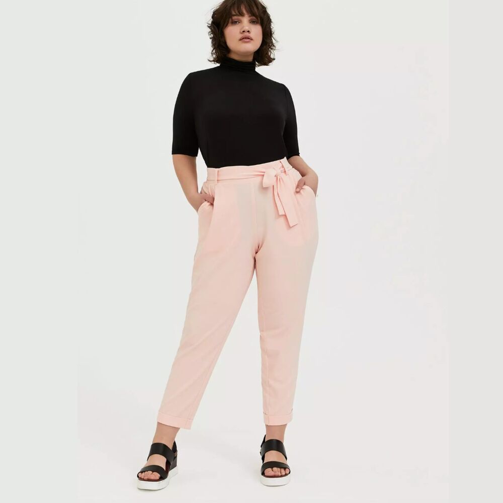 NWT TORRID (2) Pull-On Taper Stretch Crepe High-Rise Tie-Front Pant - Picture 3 of 11